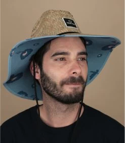 Brixton Alpha Square Sun Hat Tan Dusty Blue