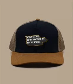 Cap Selbst Gestalten Trucker Black Suede Brown Beige