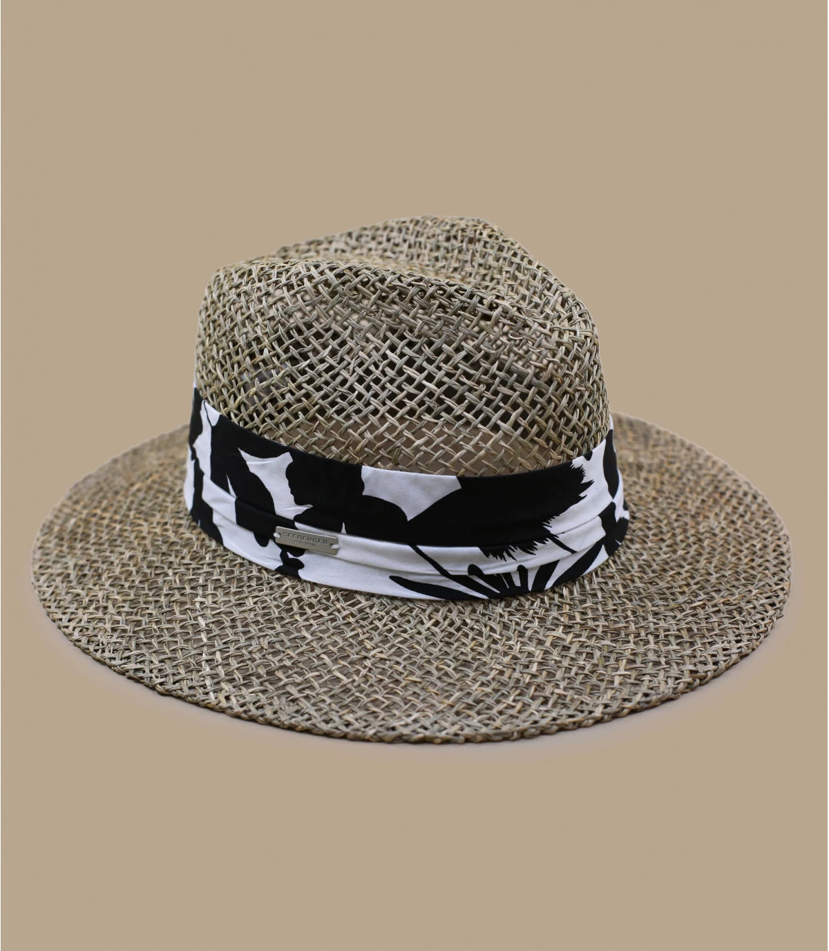 Seeberger Seagrass Fedora Summer Print Black 2 Seeberger Seagrass Fedora Summer Print Black – Bild 2